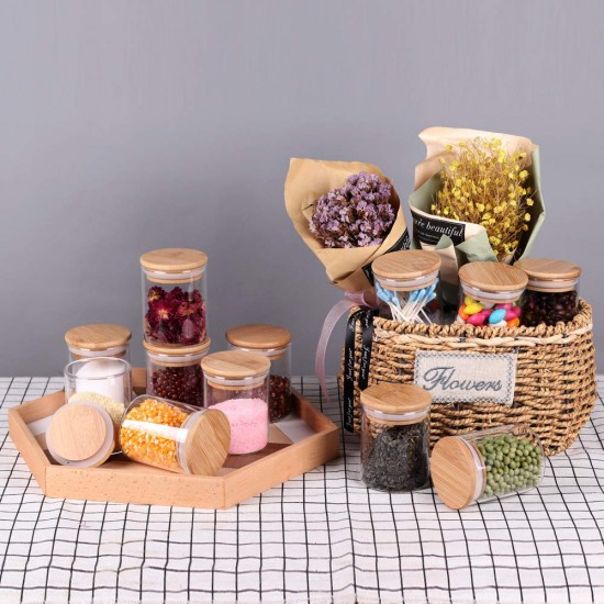 12PCs 300ml Airtight Glass Preserving Jar Food Tea Coffee Bean Storage Container